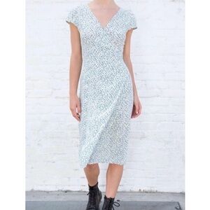 Brandy Melville Robbie Midi Wrap Dress in Blue & Green Floral